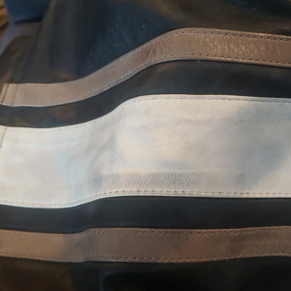 Phineas Cole Leather Riding Jacket with Stripe, Dark Blue - Picture 5 of 10